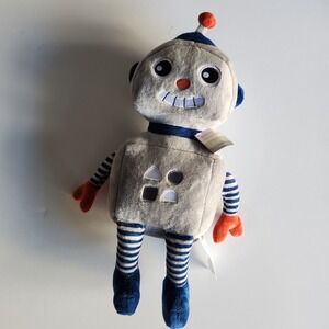 NWT Bedtime Originals Robbie Robot Gray/Blue Plush Stuffed Animal Toy 16"